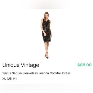 Unique Vintage 1920s Sequin Sleeveless Joanna Cocktail Dress